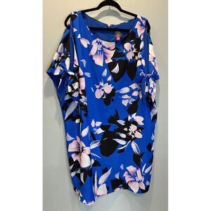 Vince Camuto Blue Floral Shift Dress Sz 16W $148 Value